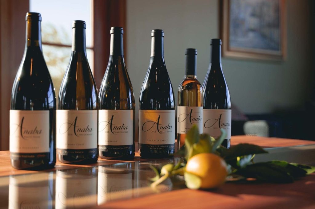 six bottles of Anaba Wines