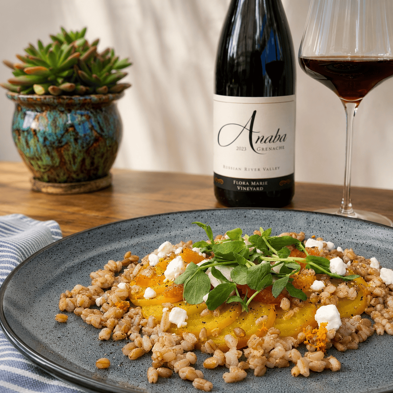 A picture of the recipe Warm Farro & Roasted Beets Salad with Orange Vinaigrette